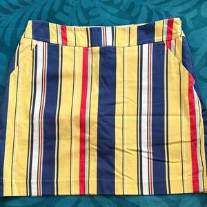Loudmouth Yellow, Navy & Red Striped golf Skirt / skort